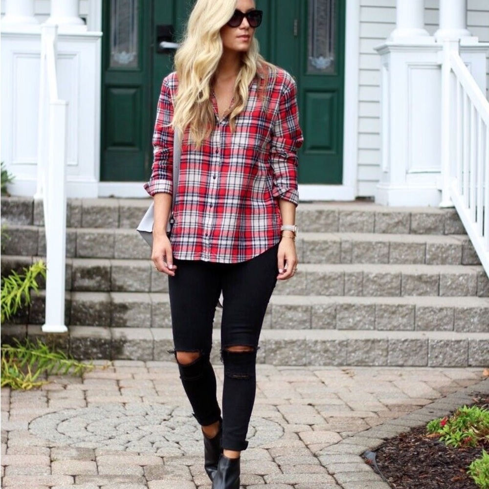 Madewell Flannel Oversized Ex-Boyfriend Shirt in Carl Plaid. - Picture 2 of 12